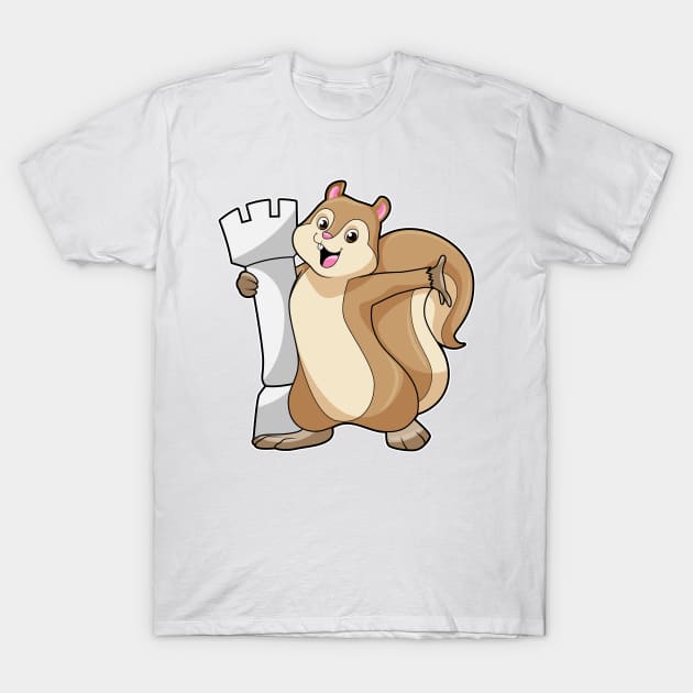 Squirrel at Chess with Chess piece King T-Shirt by Markus Schnabel